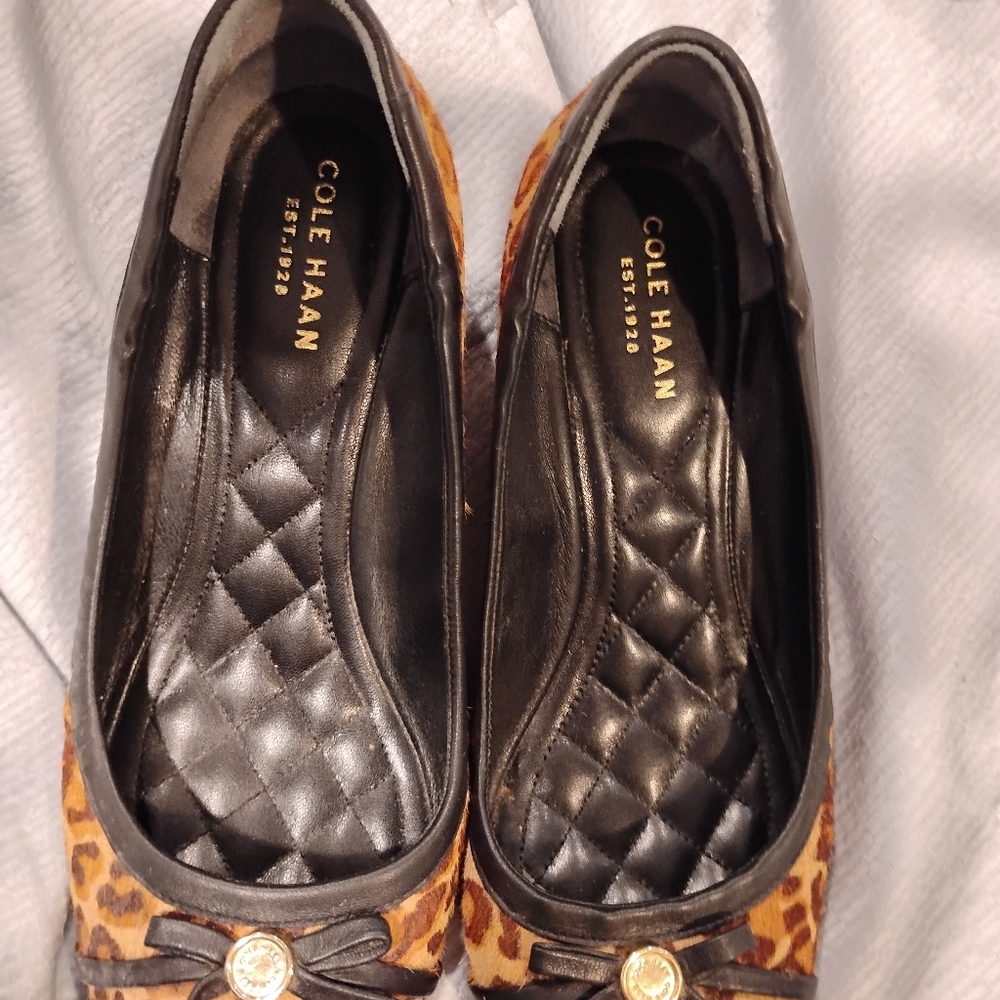 Cole Haan size 7 leopard print loafers in great shape also black base color